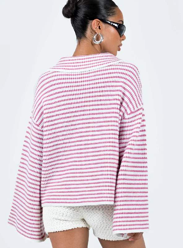 Willbar Oversized Sweater Pink / White