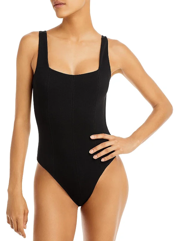 Womens Square Neck Corset Seamed Bodysuit