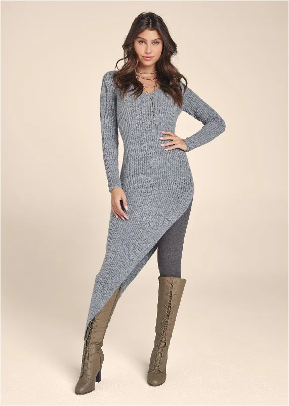 Asymmetrical maxi sweater - Heather Grey