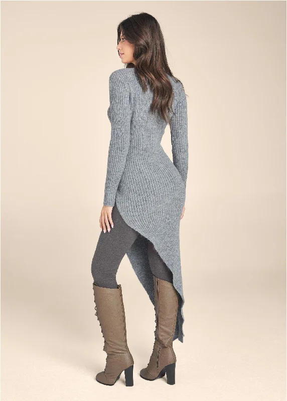 Asymmetrical maxi sweater - Heather Grey