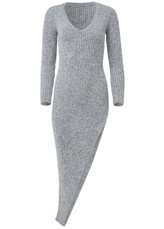 Asymmetrical maxi sweater - Heather Grey