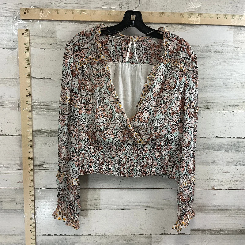 Blouse Long Sleeve By Anthropologie In Black & Red, Size: M