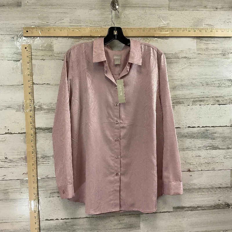 Blouse Long Sleeve By Chicos In Pink, Size: L