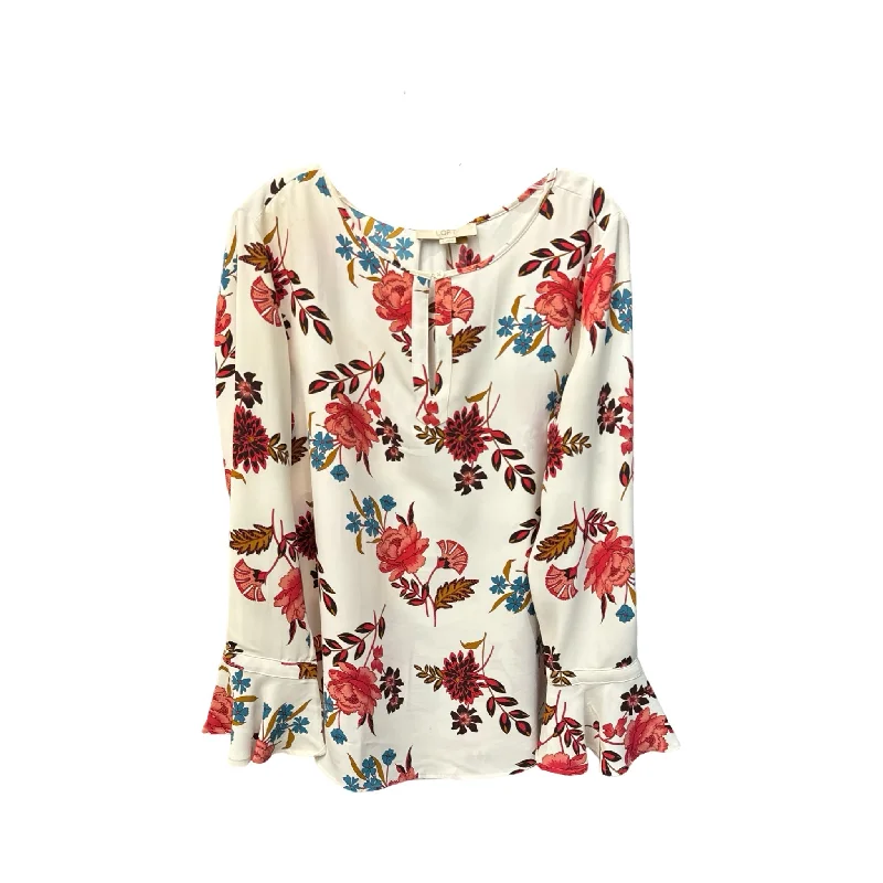 Blouse Long Sleeve By Loft In Floral Print, Size: Xl