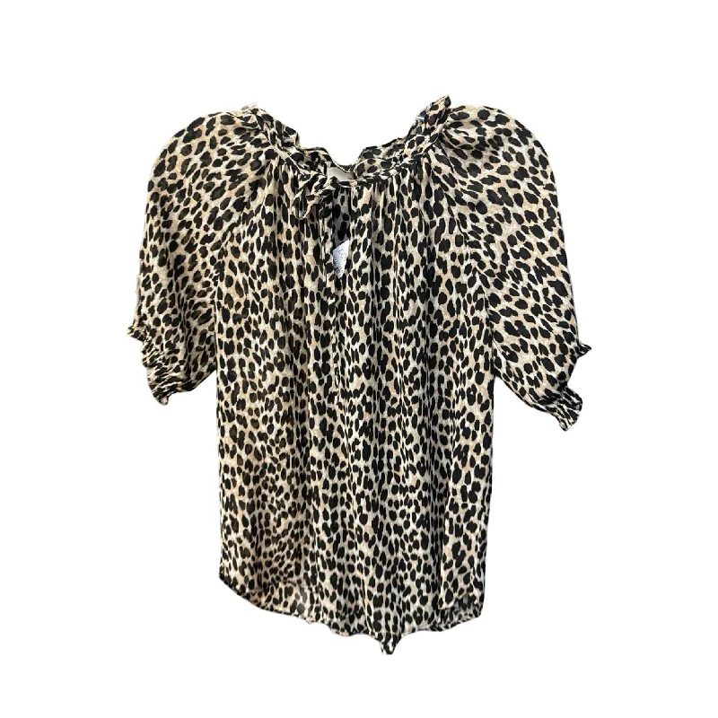 Blouse Short Sleeve By Loft In Animal Print, Size: Xs