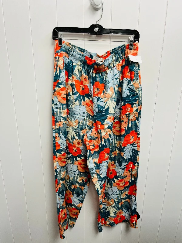 Pants Linen By C And C In Blue & Orange, Size: L