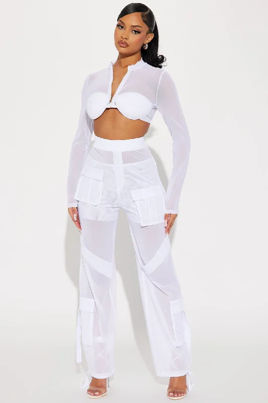 Believe Me Mesh Pant Set  - White