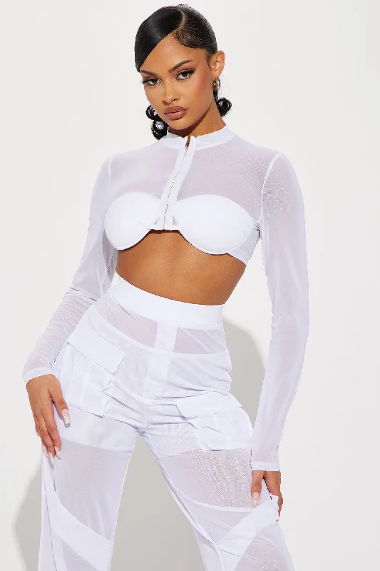 Believe Me Mesh Pant Set  - White