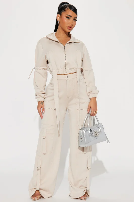 Carrie Cargo Pant Set - Taupe