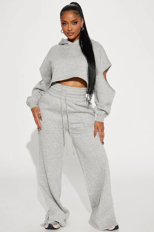 Daily Routine Fleece Pant Set - Heather Grey