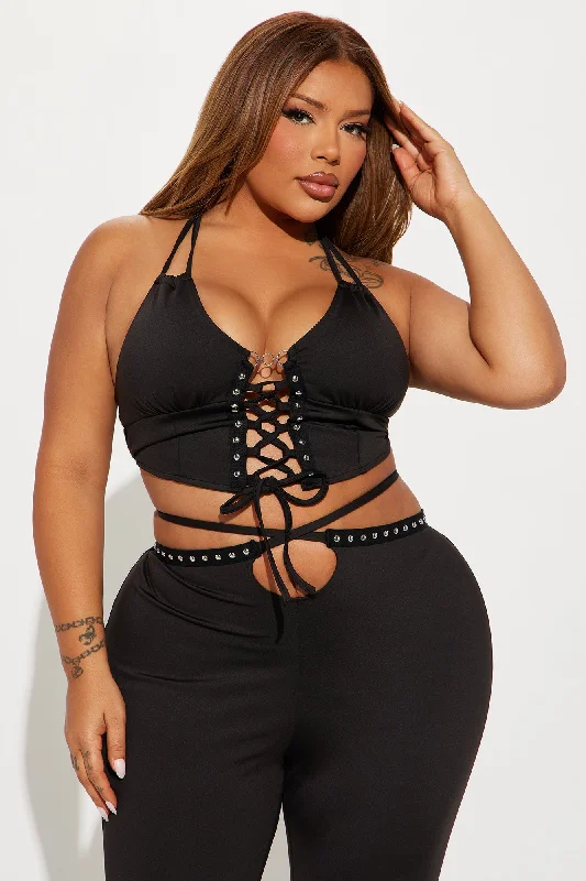 Fashionably Late Like Always Pant Set - Black