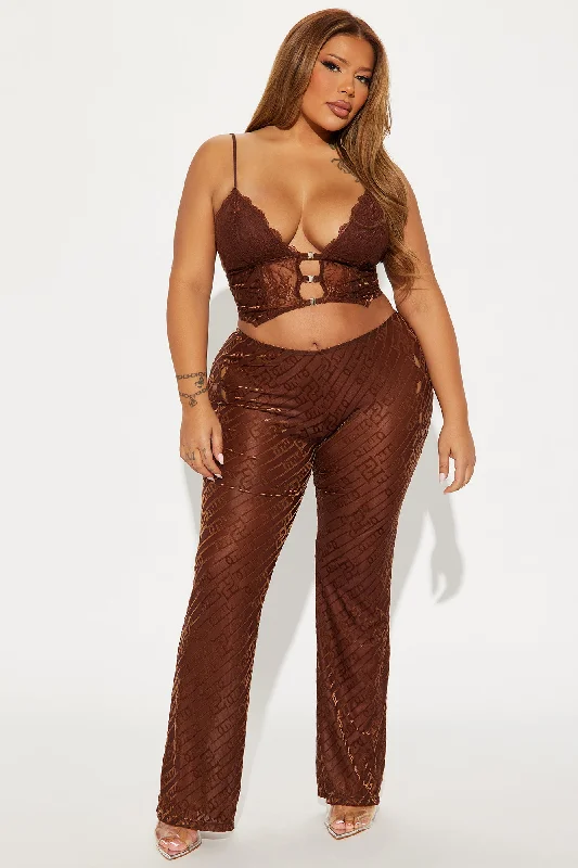 Kya Sheer Velvet Pant Set - Brown