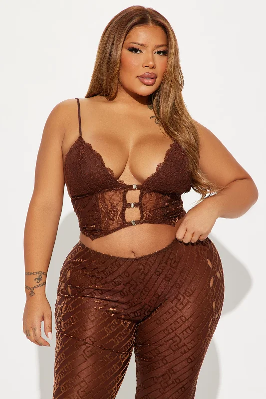 Kya Sheer Velvet Pant Set - Brown