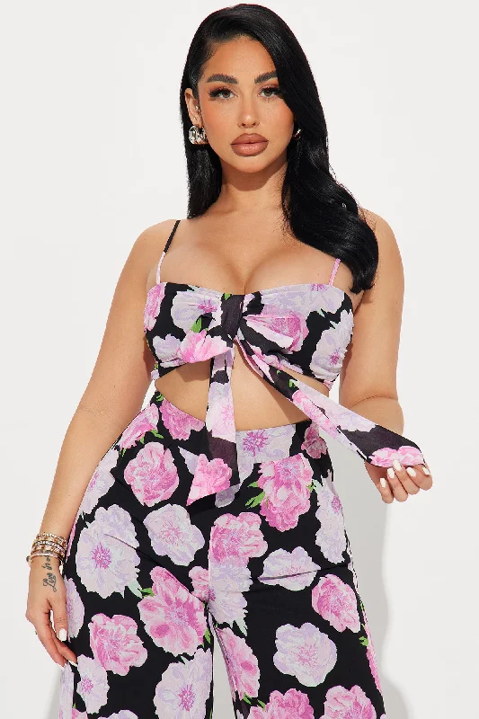 Love Me Floral Pant Set - Black/Purple