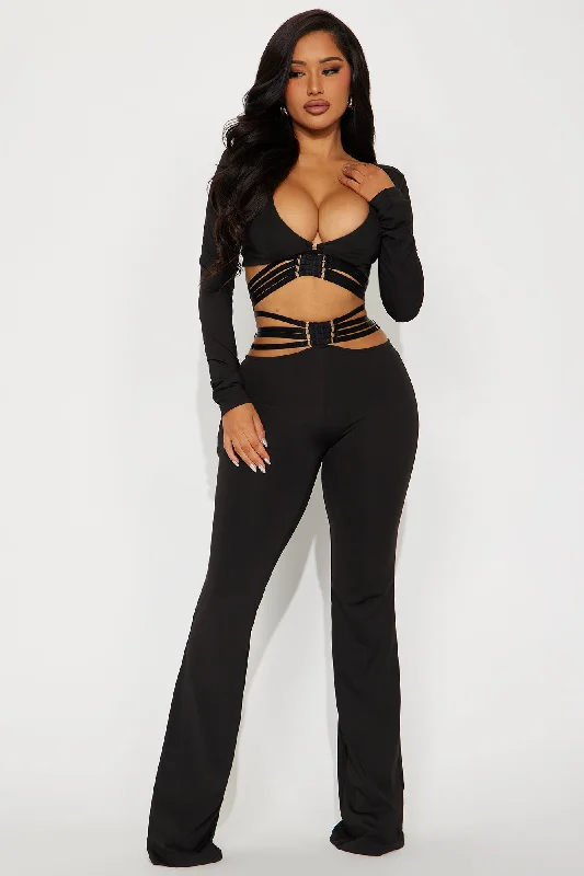 Mila Strappy Pant Set - Black