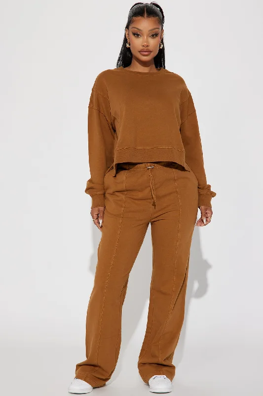 Stephanie Vintage Wash Pant Set - Brown