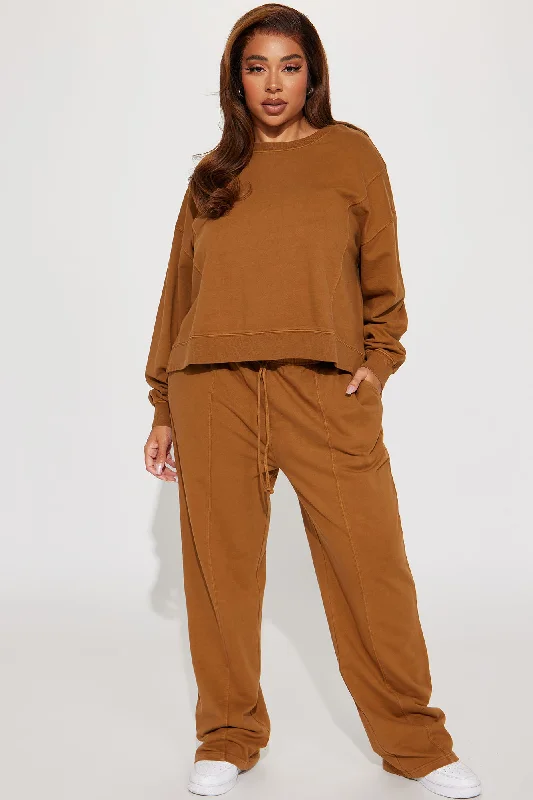 Stephanie Vintage Wash Pant Set - Brown