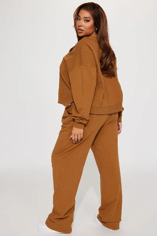 Stephanie Vintage Wash Pant Set - Brown