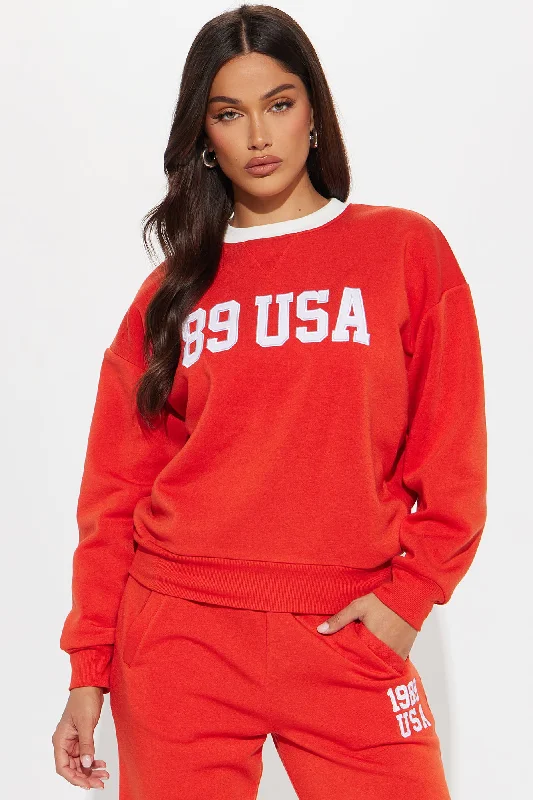 USA Babe Fleece Pant Set - Red