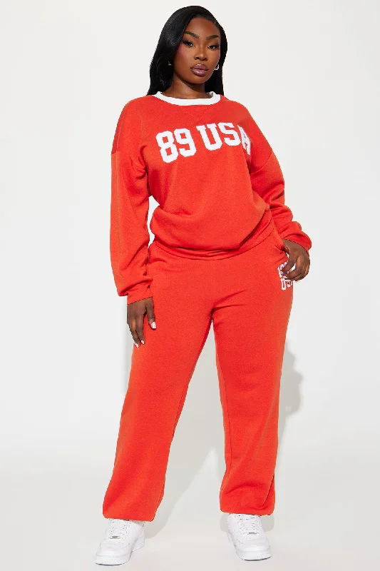 USA Babe Fleece Pant Set - Red