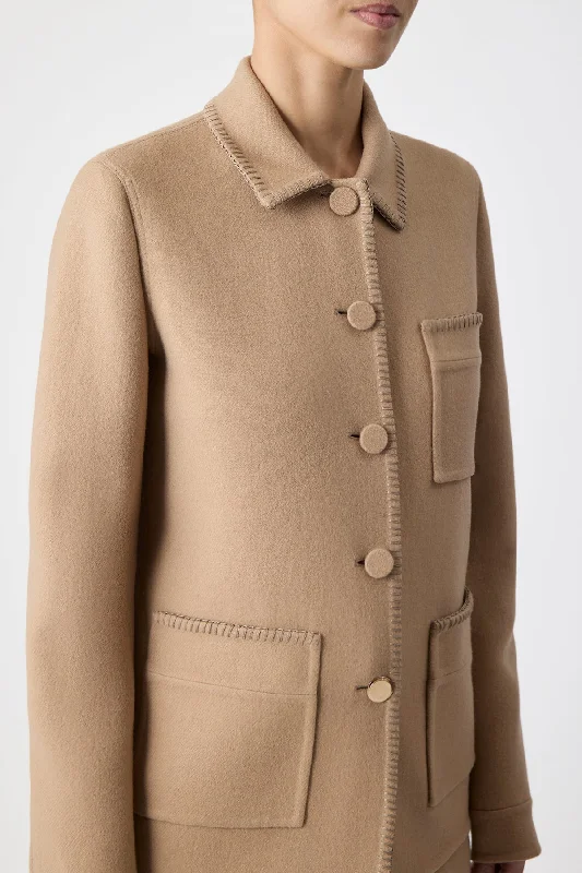 Ulu Chore Jacket in Camel Double-Face Recycled Cashmere