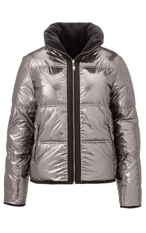 YAYA Short Puffer Jacket in Metallic