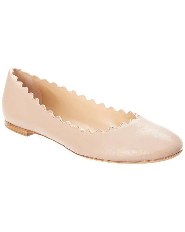 Chloé Lauren Scalloped Leather Ballerina Flat