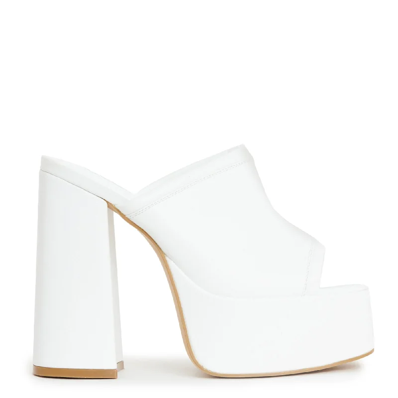 Balsa White Heeled Mules