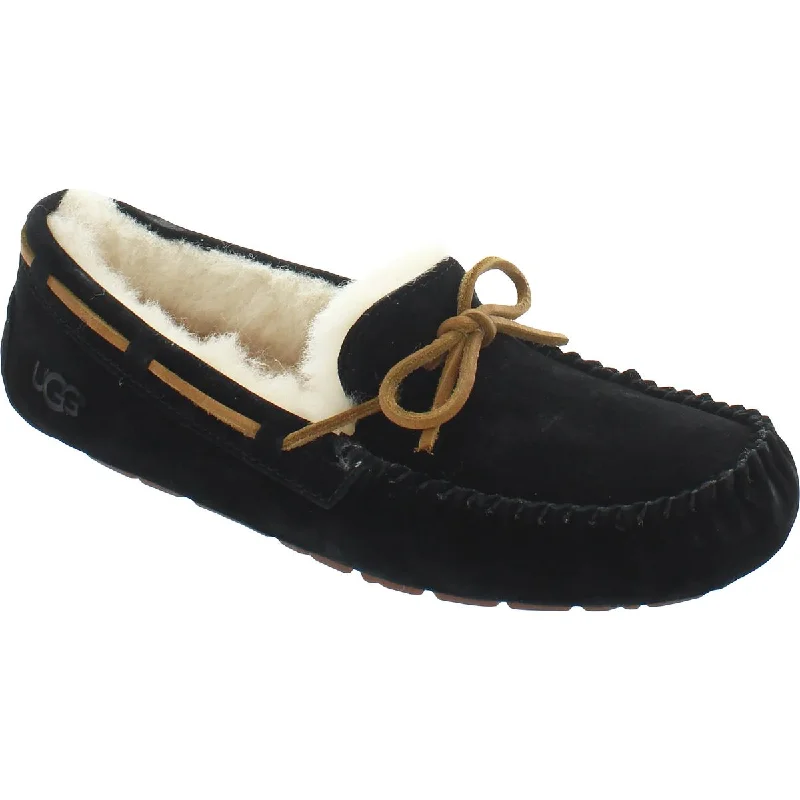 Dakota Womens Suede Sheepskin Lined Moccasin Slippers