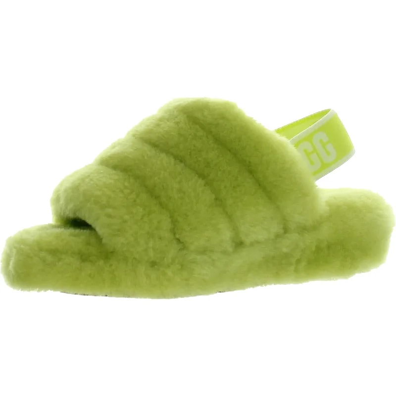 Fluff Yeah Womens Shearling Slingback Slide Slippers