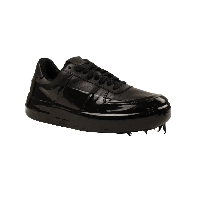 424 ON FAIRFAX Black Wax Dipped Low Top Sneakers