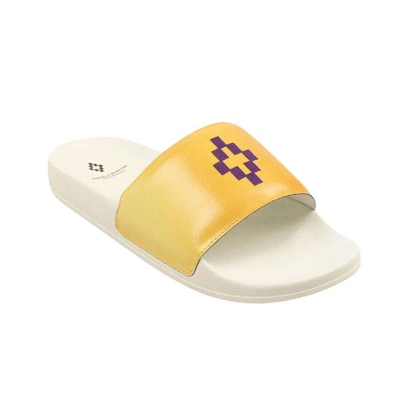 MARCELO BURLON White Yellow Cross Slides