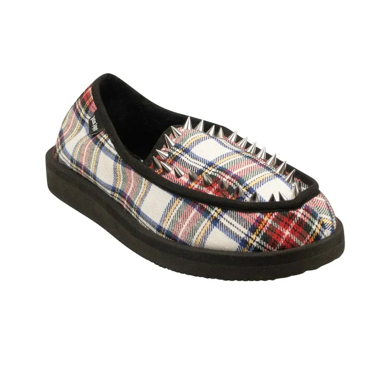 PALM ANGELS Multicolor Plaid Spiked Slip On Shoes