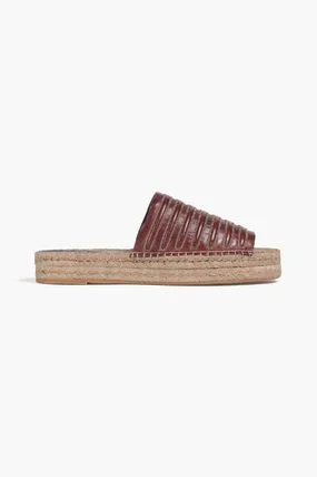 Brunello Cucinelli Leather Brown Detailed Sandal Slides Women's Slippers