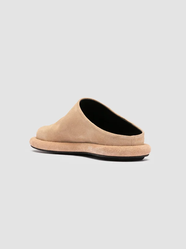 ESTENS 107 Light Beige - Beige Suede Mule Sandals