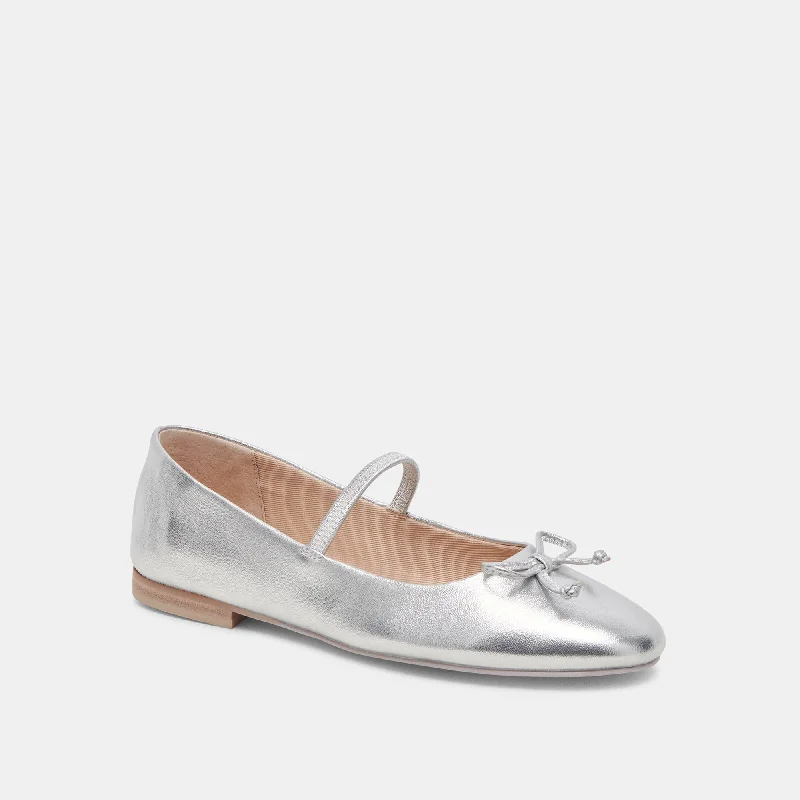 CARIN BALLET FLATS SILVER METALLIC LEATHER