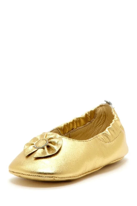 Gold Flower Elastic Flats