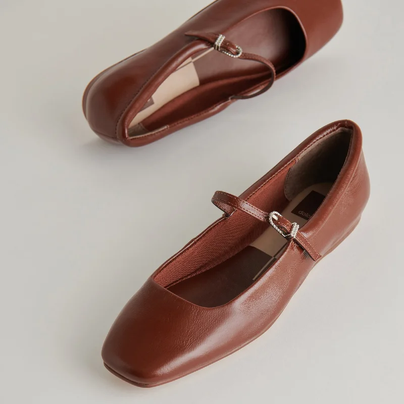 REYES BALLET FLATS BROWN CRINKLE PATENT